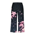thumbnail image 3 of mihongmao Two Piece Sets for Women Casual Outfits Women's Casual Floral Print Short Sleeved Round Neck and Cropped Pants Set Black XL, 3 of 6