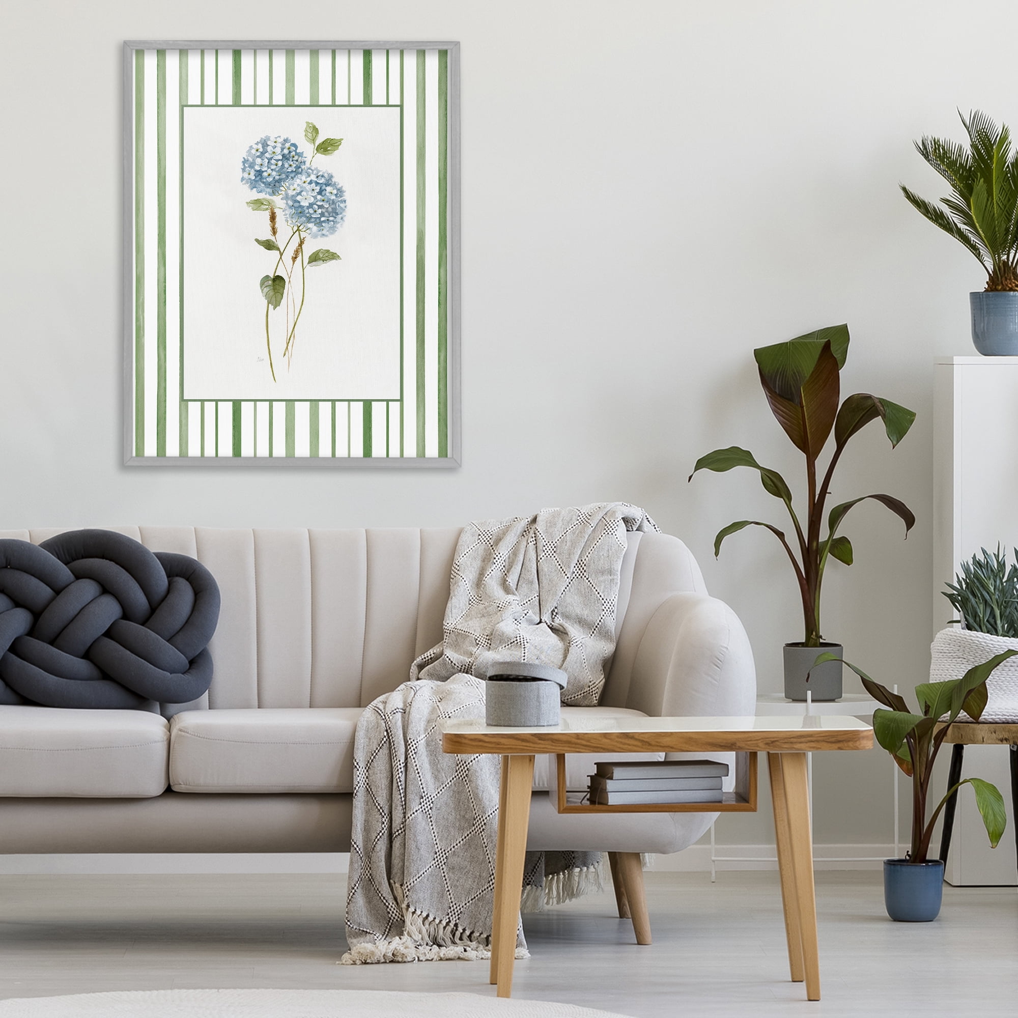 Stupell Industries Delicate Hydrangea & Dried Wheat Gray Framed Giclee Art, design by Nan