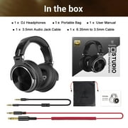OneOdio Wired over-Ear Headphones - Studio DJ Headphones with Mic 50mm Driver & Dual Ports for Recording Monitoring Guitar Computer-Black