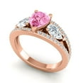 thumbnail image 2 of 2.00 Carat Round Cut Pink Sapphire Gemstone & Natural Diamond Classic Ring for Engagement Solid 14K Rose Gold Size 10.5 by Diamond Capitals, 2 of 8