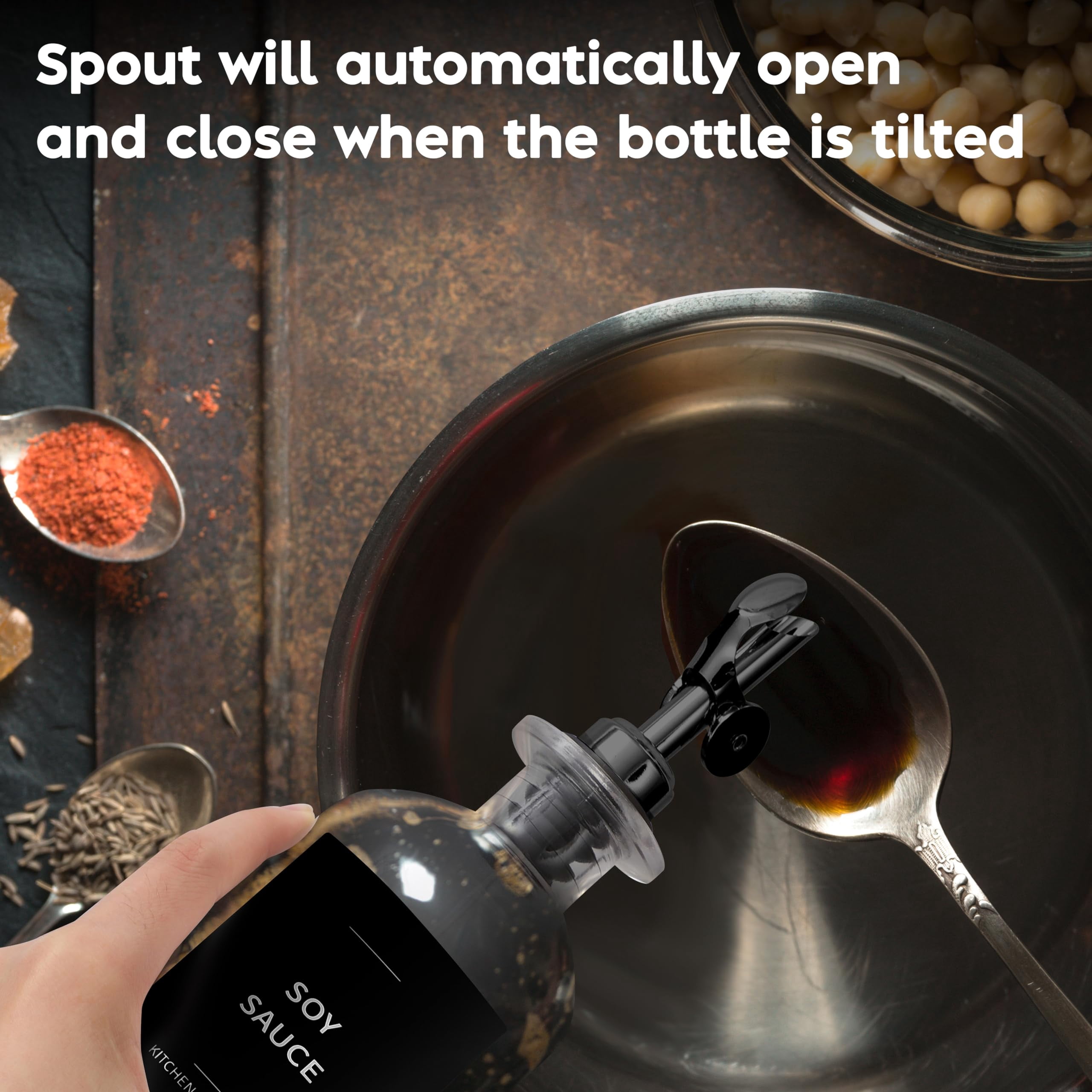 Oil Dispenser For Kitchen - Glass Olive Bottle Set Of 4 (11.8oz) With Black Weighted Self-closing Pourer Cooking 66 Labels  Aligner & Funnel