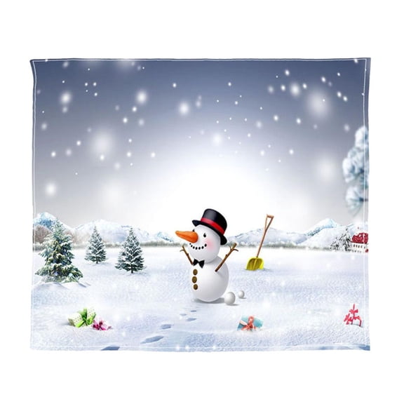 Esquirla Christmas Style Printed Ultra Soft Flannel Sherpa Plush Throw Fleece Blanket Rug For Sofa Couch Bed Warm Fuzzy Snowman_1 130x150cm