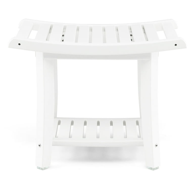 White teak shower online stool