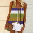 thumbnail image 2 of Lenpel Women's Tank Tops Summer Spaghetti Strap Scoop Neck Pleated Color Block Sleeveless T-Shirts Casual Loose Cami Shirts, 2 of 5