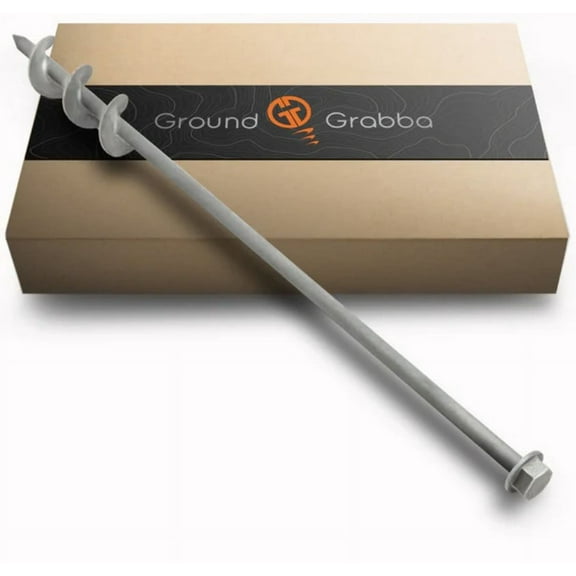 GROUNDGRABBA Screw in Tent Stake for Sand and Loose Ground | Premium Drill Driven Ground Anchor Earth Screws| 1X GroundGrabba Pro II