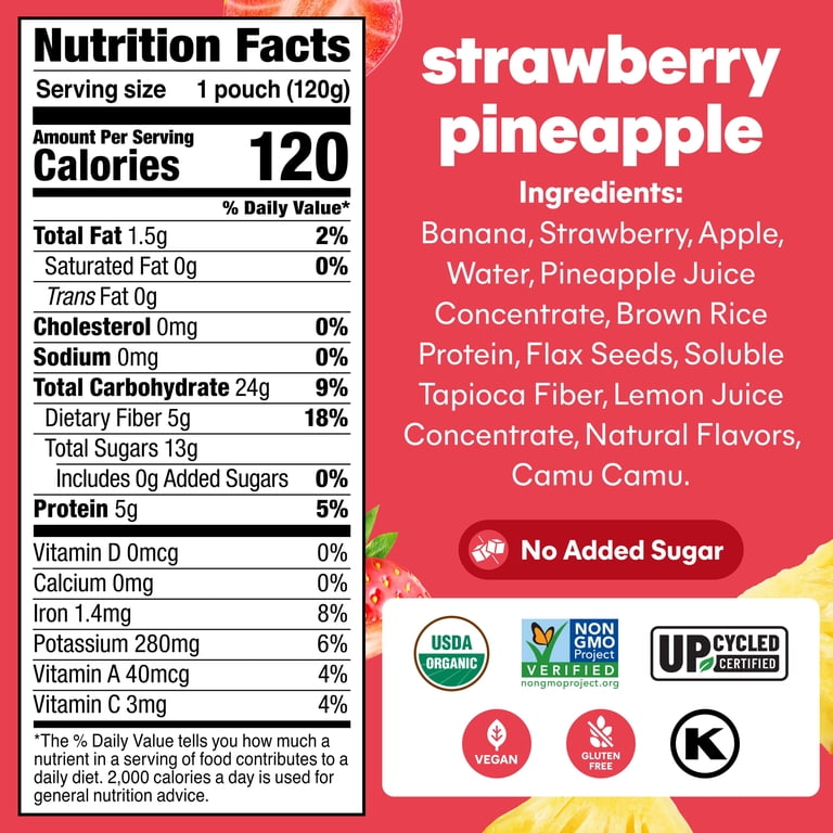 6 pack) Noka Organic Superfood Smoothie Pouch, Plant Protein