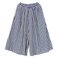 thumbnail image 5 of FRSASU Women's Fashionable and Comfortable Cotton Linen Pants Elastic Waist Plaid Wide Leg Capri Pants, 5 of 6