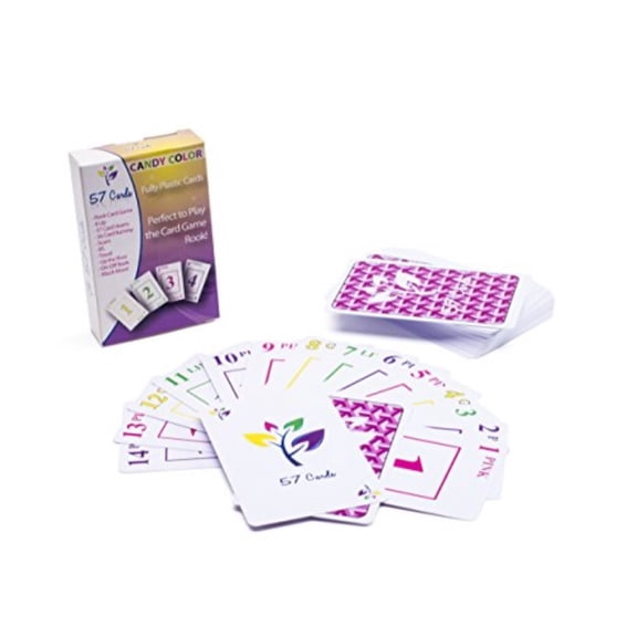 Fully Plastic Rook Cards 57 Cards Candy Colors Durable, Waterproof, Kidfriendly, Slick, & No Fraying