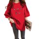 thumbnail image 2 of Camiseta de mujer estampada, manga corta, cuello redondo, camiseta holgada de verano, rojo, XL Monstrate AP001204-19B, 2 of 7