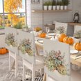 thumbnail image 2 of Fall Thanksgiving Chair Covers Set of 8 Pumpkin Watercolor Floral Eucalyptus leaves Chair Back Covers Stretch Removable Washable Slipcovers Protector for Dining Room Kitchen Party Decor, 2 of 5