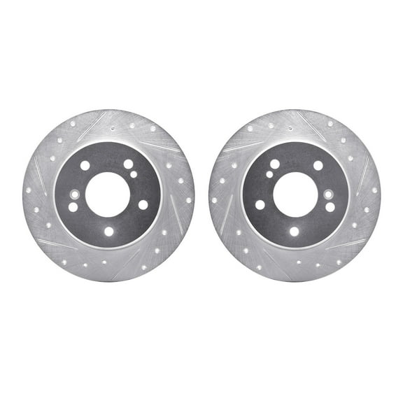 Dynamic Friction Company Rear Brake Rotors-Drilled and Slotted-Silver 7002-63080