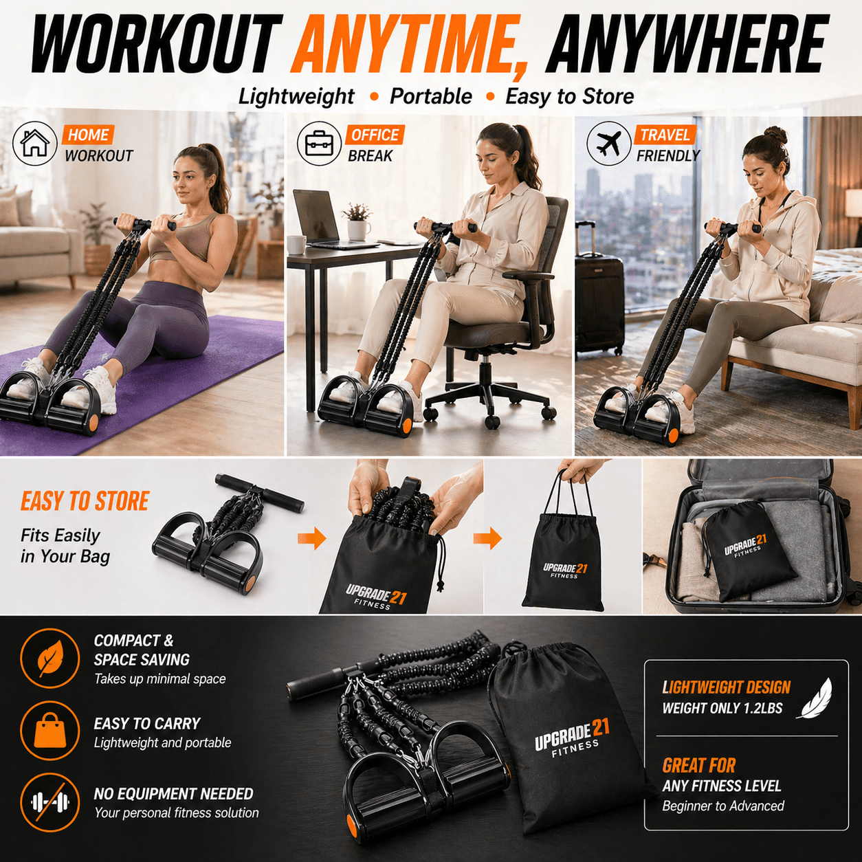 Pedal Resistance Band with Handle, Upgrade 21 Fitness Resistance Bands, Multifunction Home Workout Equipment for Full Body, Core, Leg & Waist Training