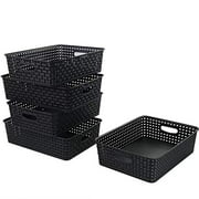 Tstorage 5 Packs Plastic Storage Basket for Kitchen Office Classroom, Black