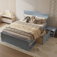 thumbnail image 3 of Full Size Platform Bed Frame with Drawer & Shelves - Gray, 76.77"L x 56.69"W, MDF Wood, Storage Bed for Bedroom, No Box Spring Needed, Easy Assembly, 3 of 25