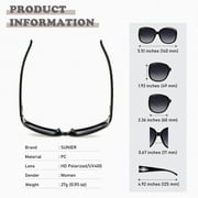 Sunier Oversized Sunglasses for Women Butterfly Style Polarized Sunglasses with Crystal Decor UV Protection-2 Pack