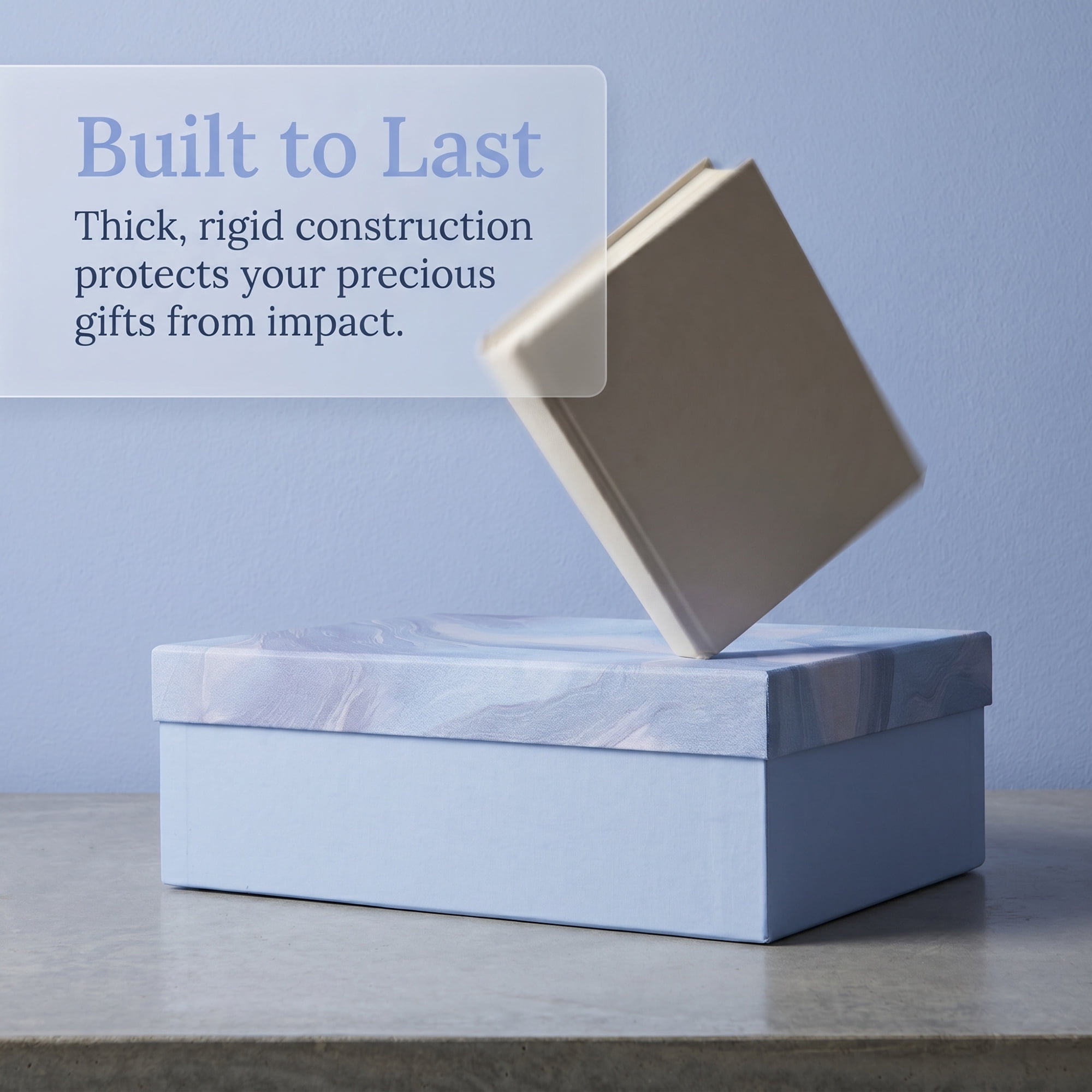 Unique Bargains Luxurious Premium Gift Box with Ribbon Bow Blue 7.9" x 7.1" x 3.1"