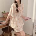 thumbnail image 3 of Pijama coreano de manga corta para mujer, ropa de dormir con estampado de verano, informal, de Navidad, para el hogar, 3 of 4