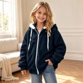 thumbnail image 3 of Mitankcoo Sherpa Hooded Jacket for Girls Warm Fleece Zip Up Long Sleeve Hoodie Fall Winter Coat Outerwear, 3 of 6