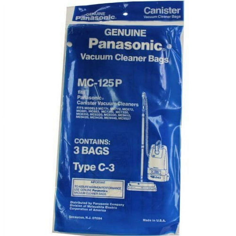 DVC Replacement Vacuum Bags For Panasonic Canister Vacuums - 3 Pack, 2-Ply, Fits Style C C3 & MC-125P