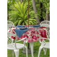 thumbnail image 2 of Outdoor Tablecloth with Umbrella Hole and Zipper, Valentine's Day Round Table Cloth 60 Inch Waterproof Tablecloth, Gnomes Loves Roses Romantic Plaid Beige Picnic Table Cover for Patio Camping, 2 of 7