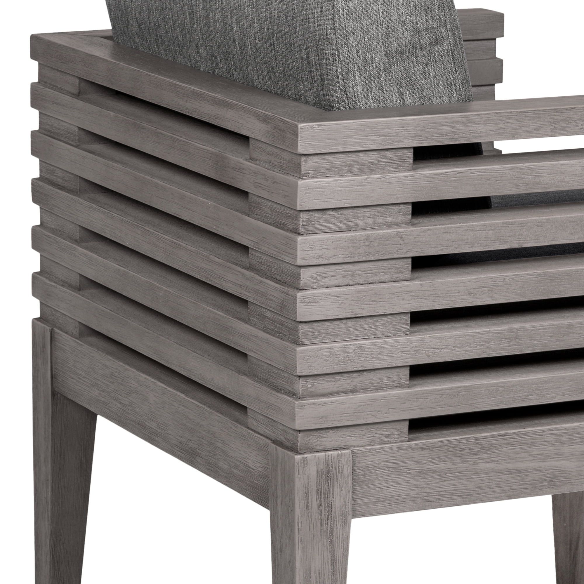 Vivid Outdoor 7 Piece Dining Set in Gray Eucalyptus Wood with Gray Cushions
