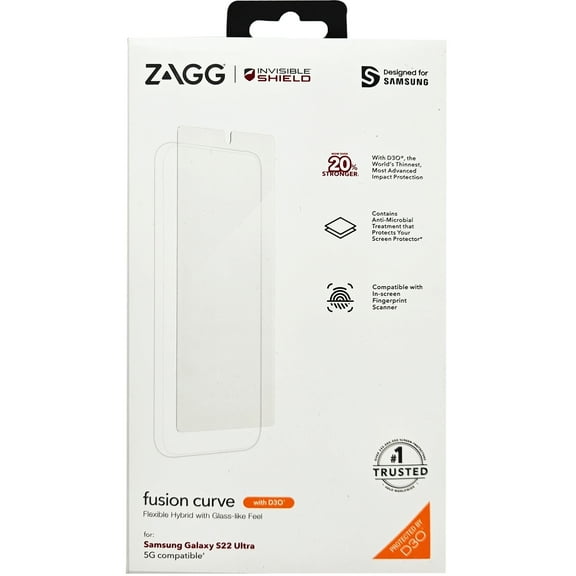 Zagg Invisible Shield Fusion Curve with D30 Screen Protector - Samsung Galaxy S22 Ultra