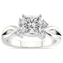 IGI Certified 1 Carat Princess Shape Lab Grown Diamond Engagement Ring | 14K White Gold |Twisted Blossom Diamond Ring | FG-VS1-VS2 Quality Friendly Diamonds