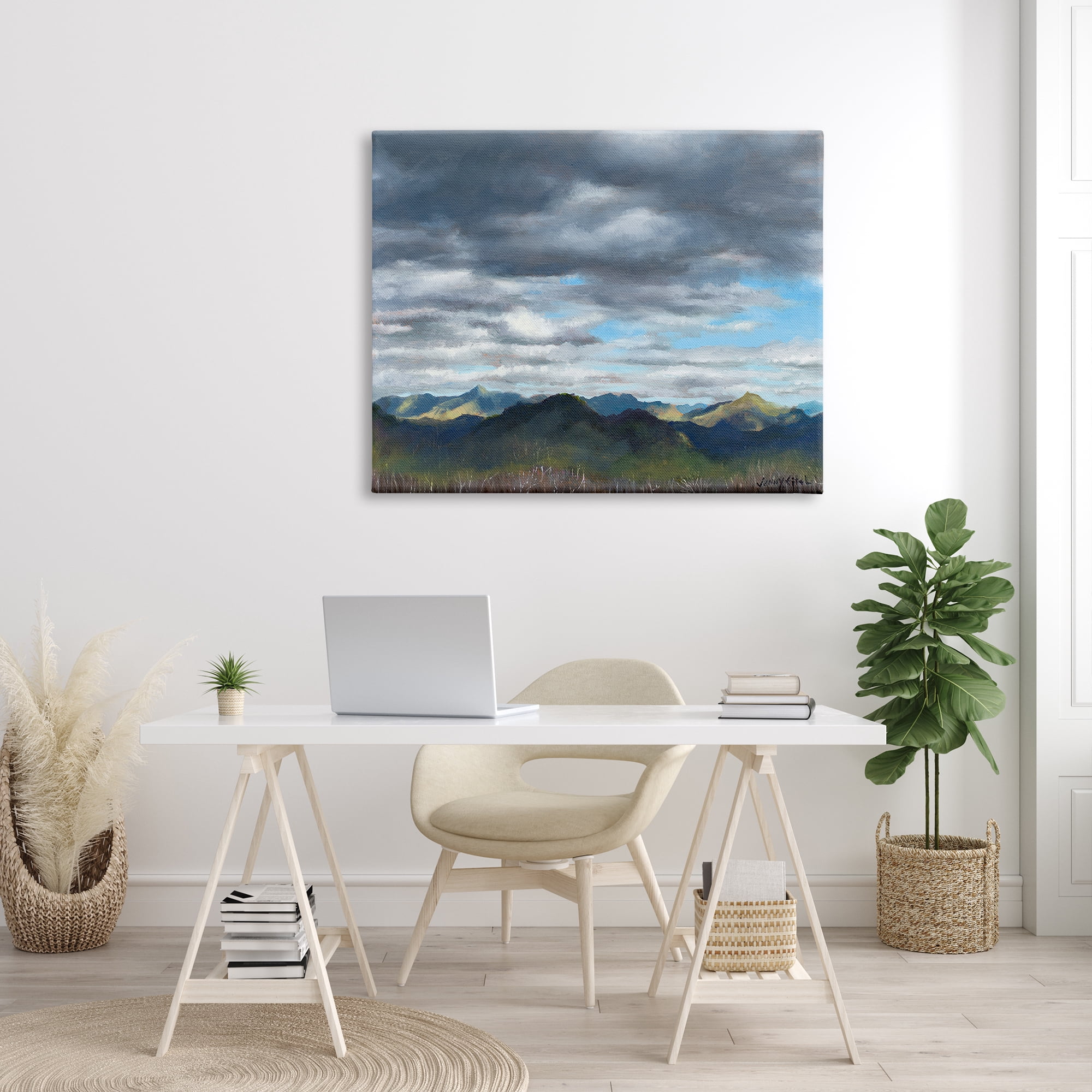 Stupell Industries Overhanging Clouds Rural Mountain Range Peaks Landscape Painting Gallery Wrapped Canvas Print Wall Art, Design by unknown