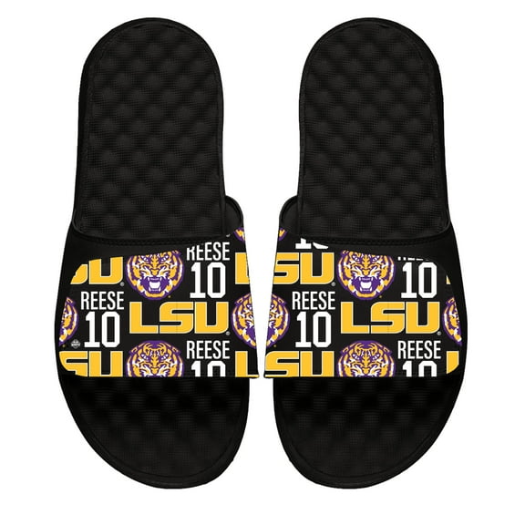 Youth ISlide Angel Reese LSU Tigers Team Pattern Slide Sandals