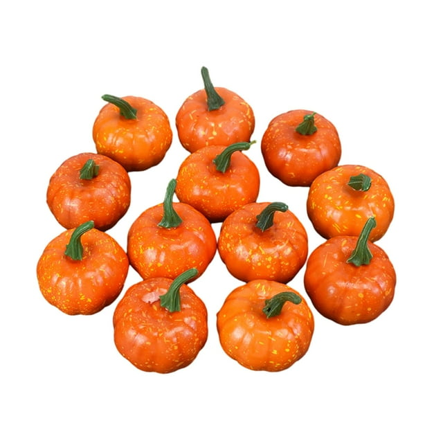 12 piezas de calabazas falsas, modelo de verduras artificiales, Mini calabazas de espuma falsas para Halloween, Baby Shower, adorno de otoño para el naranja