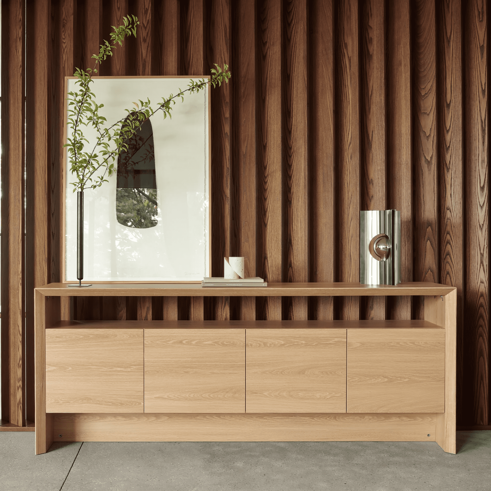 Euroco 68.7" Large Sideboard Buffet Cabinet with Storage, Mid Century Modern Coffee Bar Cabinet with Open Shelf for Kitchen Living Room,Entryway,Light Oak
