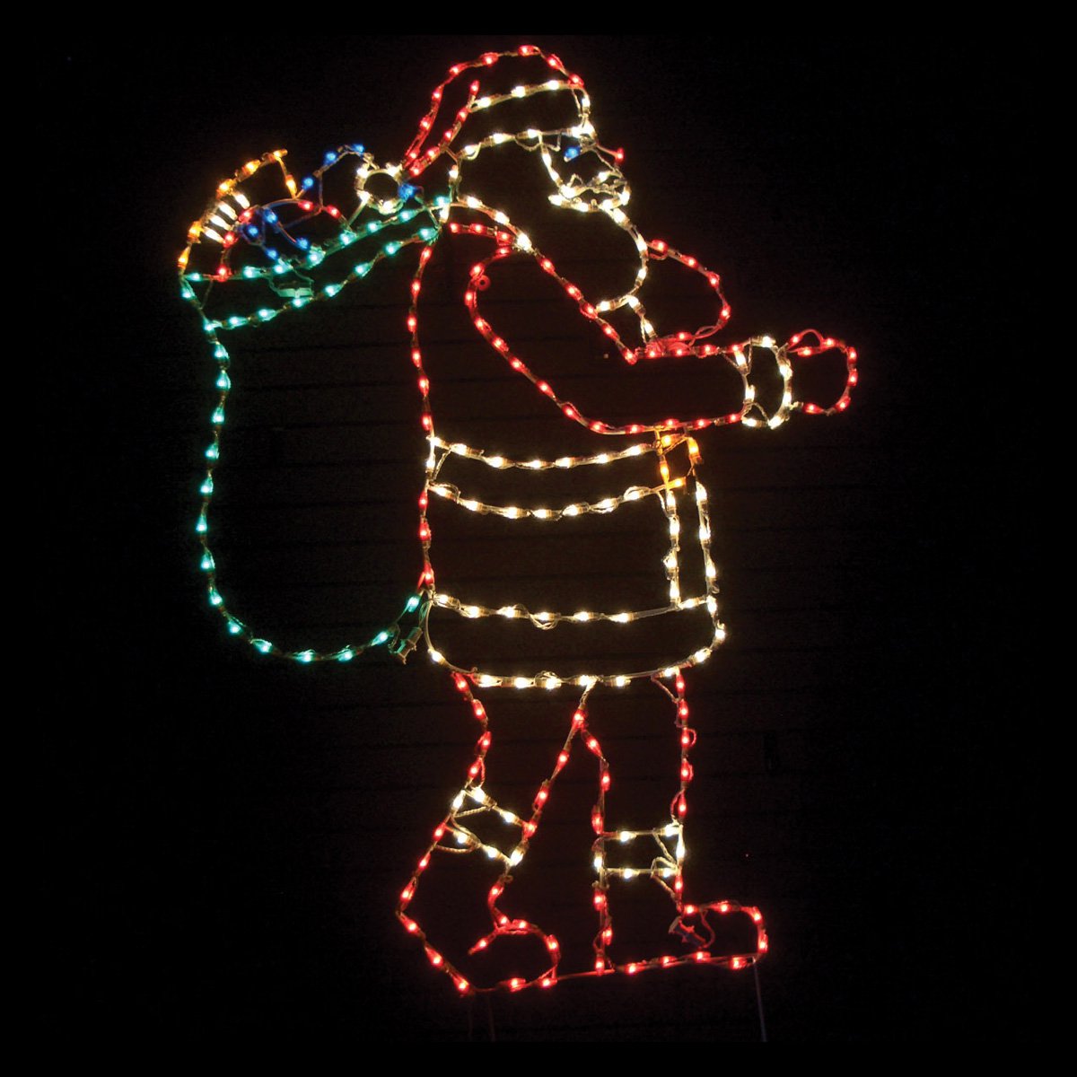 83 in. Outdoor LED Santa with Bag Lighted Display 250 Bulbs
