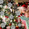 thumbnail image 4 of 24 Pcs Artificial Silver Poinsettia Flowers, 14cm Flowers Heads Christmas Tree Decorations,Poinsettia Christmas Decorations for Party Decor, 4 of 5