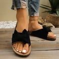 thumbnail image 2 of Rokment Womens Bowknot Cork Footbed Slip on Slides Sandals Beach Casual Suede Open Toe Platform Dress Slippers Comfortable Wide Width Walking Flat Summer Black Size 9, 2 of 6