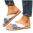 thumbnail image 7 of Wensltd Flat Sandals Women Elegant Sandals Cloth Upper Open Toe Soft Sole Casual Outdoor Walking Beach Vacation Wear Blue, 7 of 7