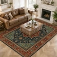 thumbnail image 3 of Vintage Washable Area Rug 5 x 7 ft Southwestern Traditional Red Floral Geometric Boho Soft Non‑Slip Rugs Stain Repellent Indoor Mats for Living‑Room, Formal Dining Room, Recreation Room, 3 of 9