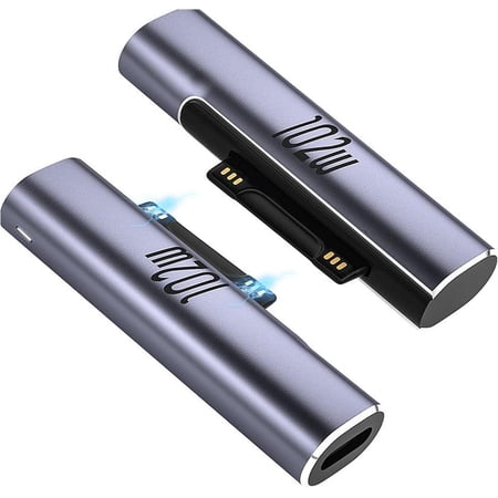 2Pack Magnetic Charger for Surface - 102W USB-C Female to Magnetic Male Charging Adapter, Type-C PD Power Charger Accessory for Microsoft Pro, Surface-Book, Surface-Go, Surface-Laptop, Surface-Duo 2