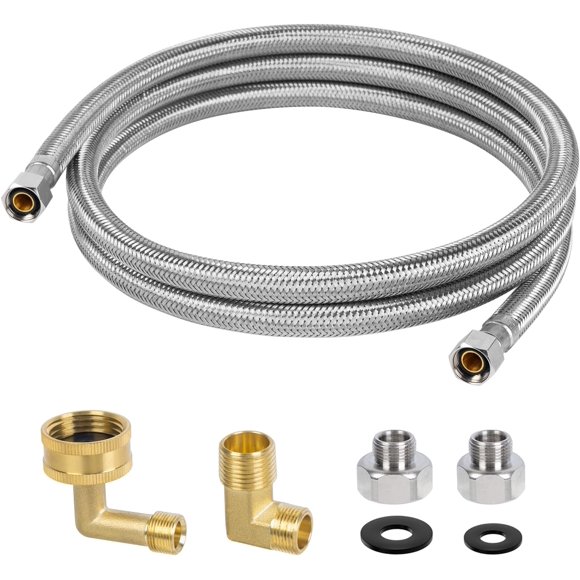 Bamboohart 6 FT Dishwasher Installation Kit Stainless Steel Dishwasher Water Supply Line with 3/8" Compression Dishwasher Connectors Short Distance Connection