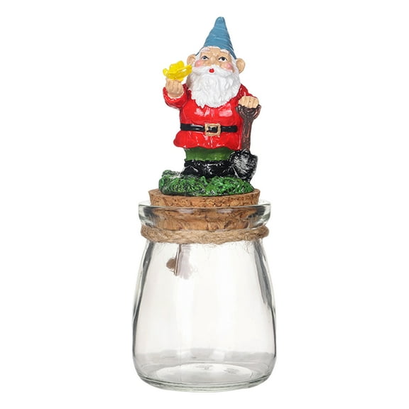 Sylvtty Christmas Candy Jar Clear Glass Jar with Lid Resin Gnome Santa Statue Mini Snack Jar for Kitchen Table Tiered Tray Decoration Party Supplies