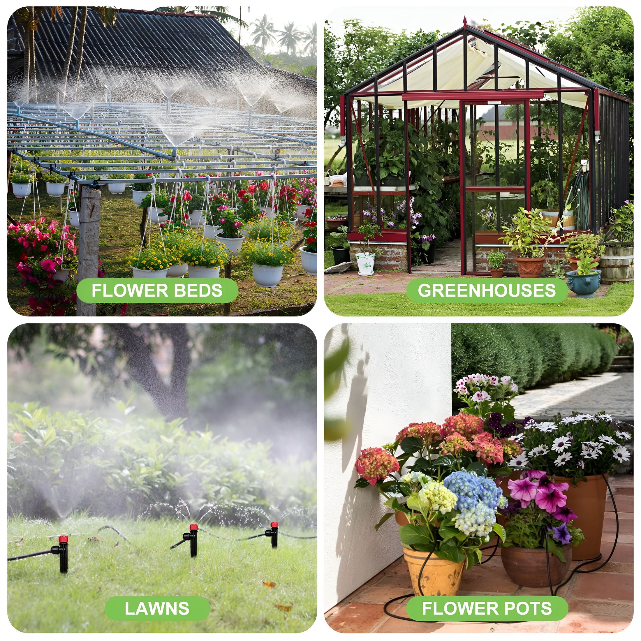 HIBIBUD Drip Irrigation System for Garden with 40 Nozzles&Emitters,Garden Watering System with Tube and Barbed Fittings-Adjustable Sprinklers Kit