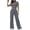 Dark Gray, variant on JYnXIANTI Workout Sets for Women Two Piece Outfit Fitted Crop Tops with Baggy Pants Set Athletic Matching Clothing Active Wear
