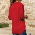 thumbnail image 5 of Feancey Deal of The Day Today Womens Solid Long Sleeve Shirts 2025 Spring Casual Lapel V Neck Tops Lightweight Breathable Work Blouse Basic Plain Pullover Tees Red M, 5 of 8