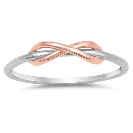 - Rose Gold-Tone Infinity Knot Loop Ring ( Sizes 3 4 5 6 7 8 9 10 ) New .925 Sterling Silver Band Rings by Sac Silver (Size 9)