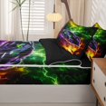 thumbnail image 5 of Manfei Speed Car Zipper Twin Comforter Sets with Fitted Sheet and 2 Pillowcases,Electric Spark Pattern Zipper Bedding Set,Multicolor,Black Reversible,4pcs, 5 of 8