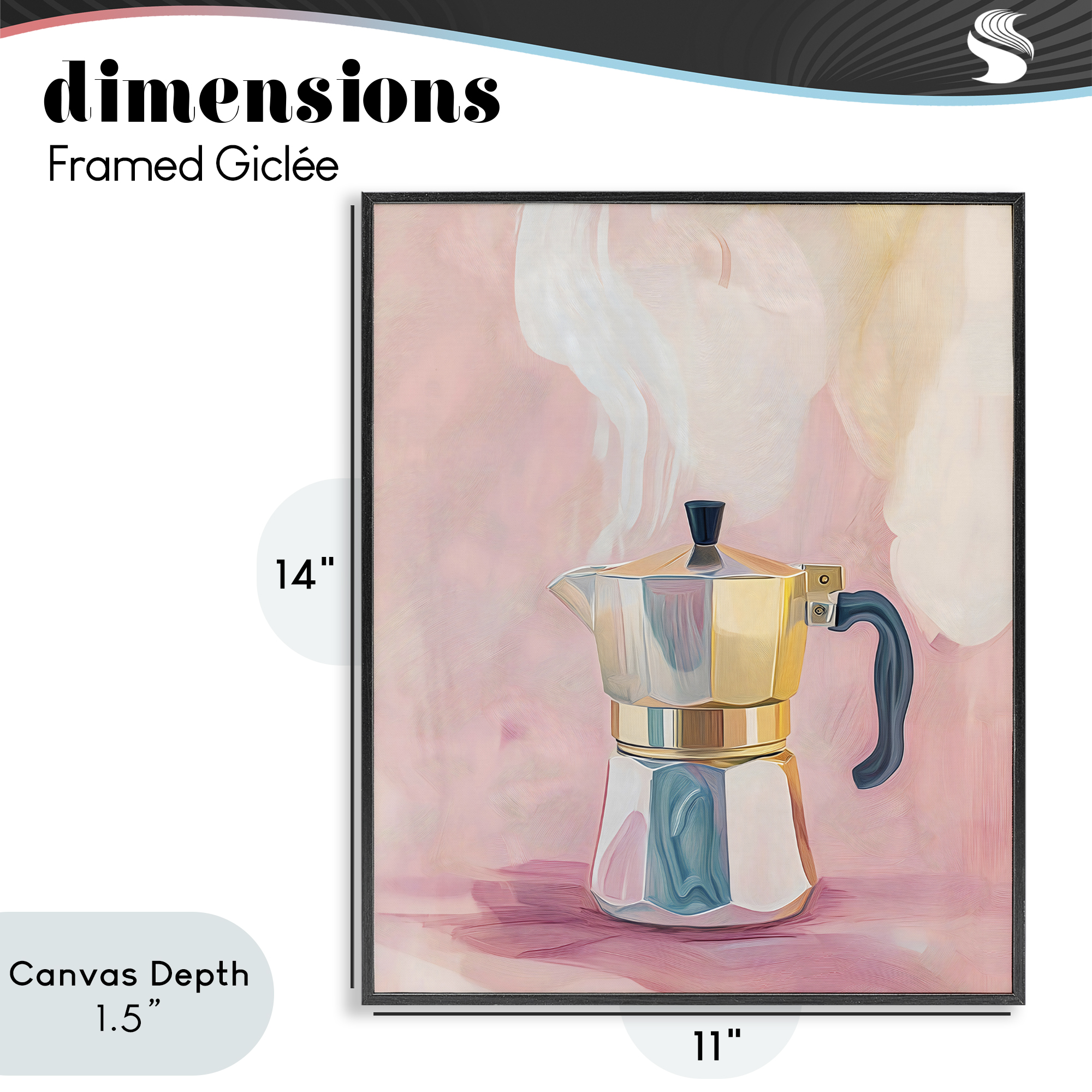 Stupell Industries Vintage Coffee Maker on Pink Black Framed Giclee Art, design by The Prints Vibe