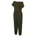 thumbnail image 2 of destyer Combinaison à Poches Manches Courtes Combinaison une Épaule Décontractée pour Femmes, Vert Armée, m, 2 of 5