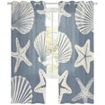 Blue Coastal Sheer Curtains 84 Inch Long 2 Panels, Starfish Shell Ocean ... - Coastal Shell Lighting