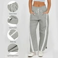 thumbnail image 3 of XFLWAM Women's Baggy Wide Leg Pants Casual Drawstring Elastic Waisted Barrel Trousers Contrast Color Workout Track Pants, 3 of 9
