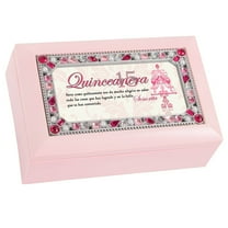 Quinceanera Jeweled Pink Jewelry Music Box - Plays Tune You Light Up My Life