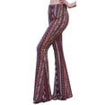 thumbnail image 2 of Daisy Del Sol High Waist Gypsy Comfy Yoga Ethnic Tribal Stretch Palazzo 70s Bell Bottom Fit to Flare Pants, 2 of 8